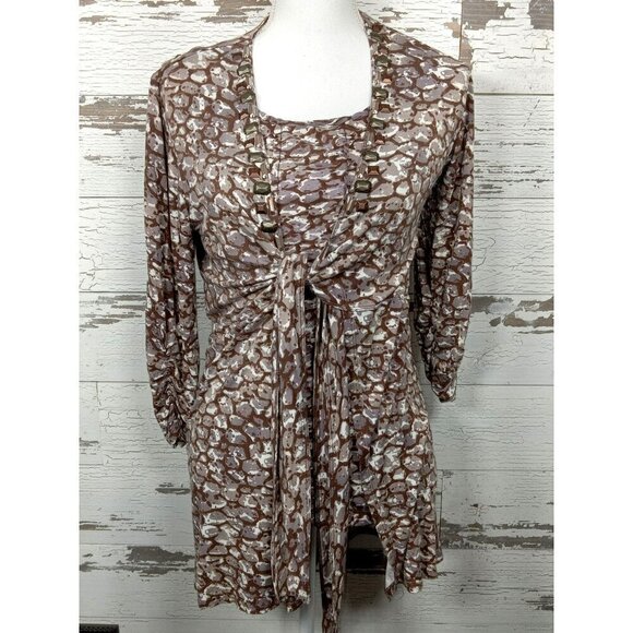 CABI Cobblestone Embellished Cardigan & Cami  Brown/White Sz M 907 & 967 EUC - Picture 2 of 7